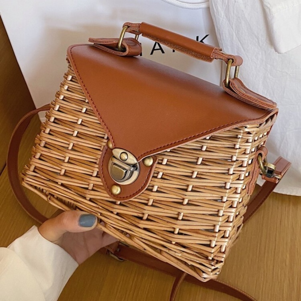 Braided lock satchel bag